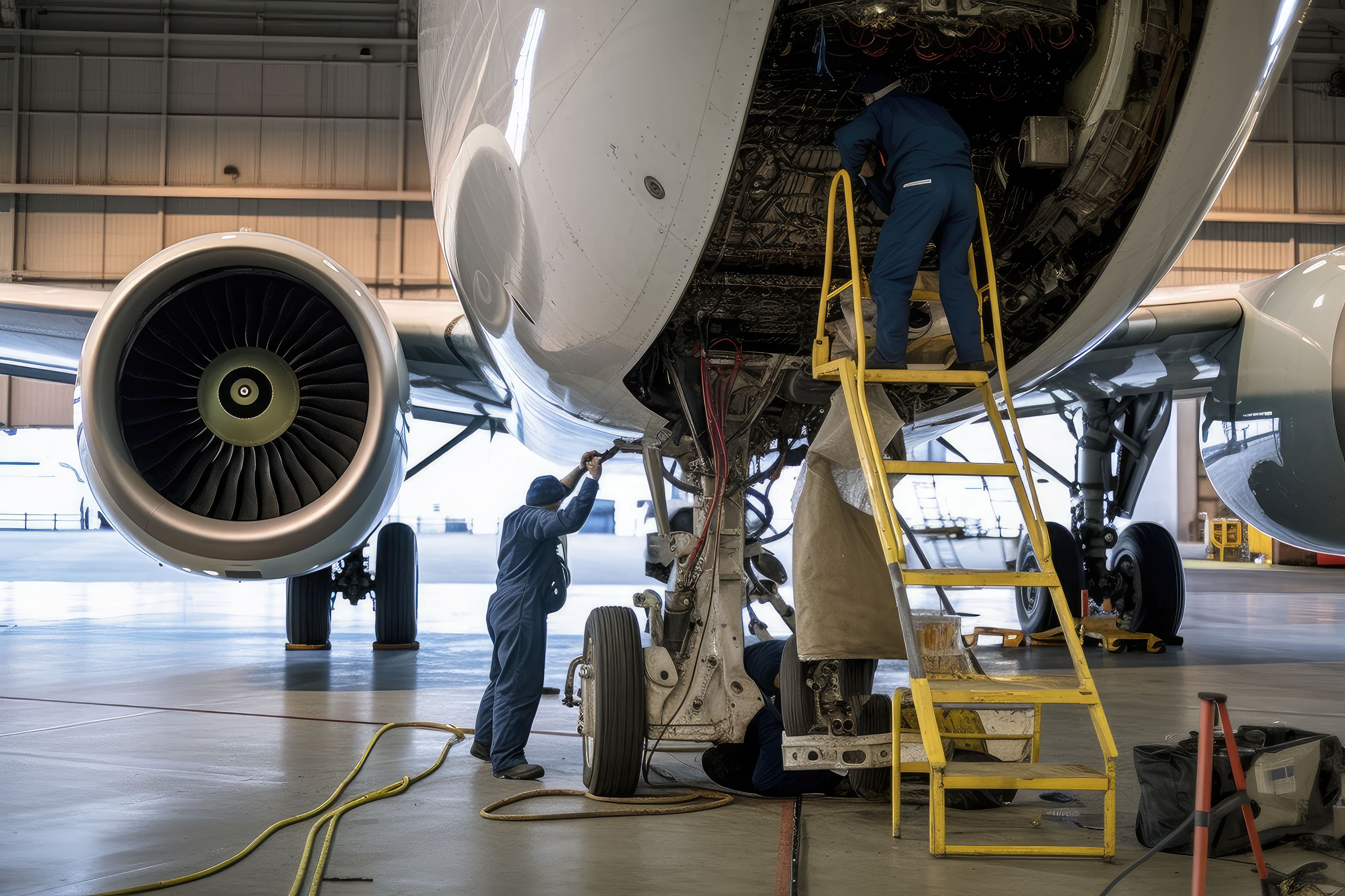 Equipo de mantenimiento en hangar